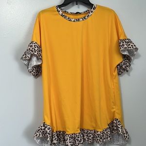 Yellow and cheetah print women’s blouse